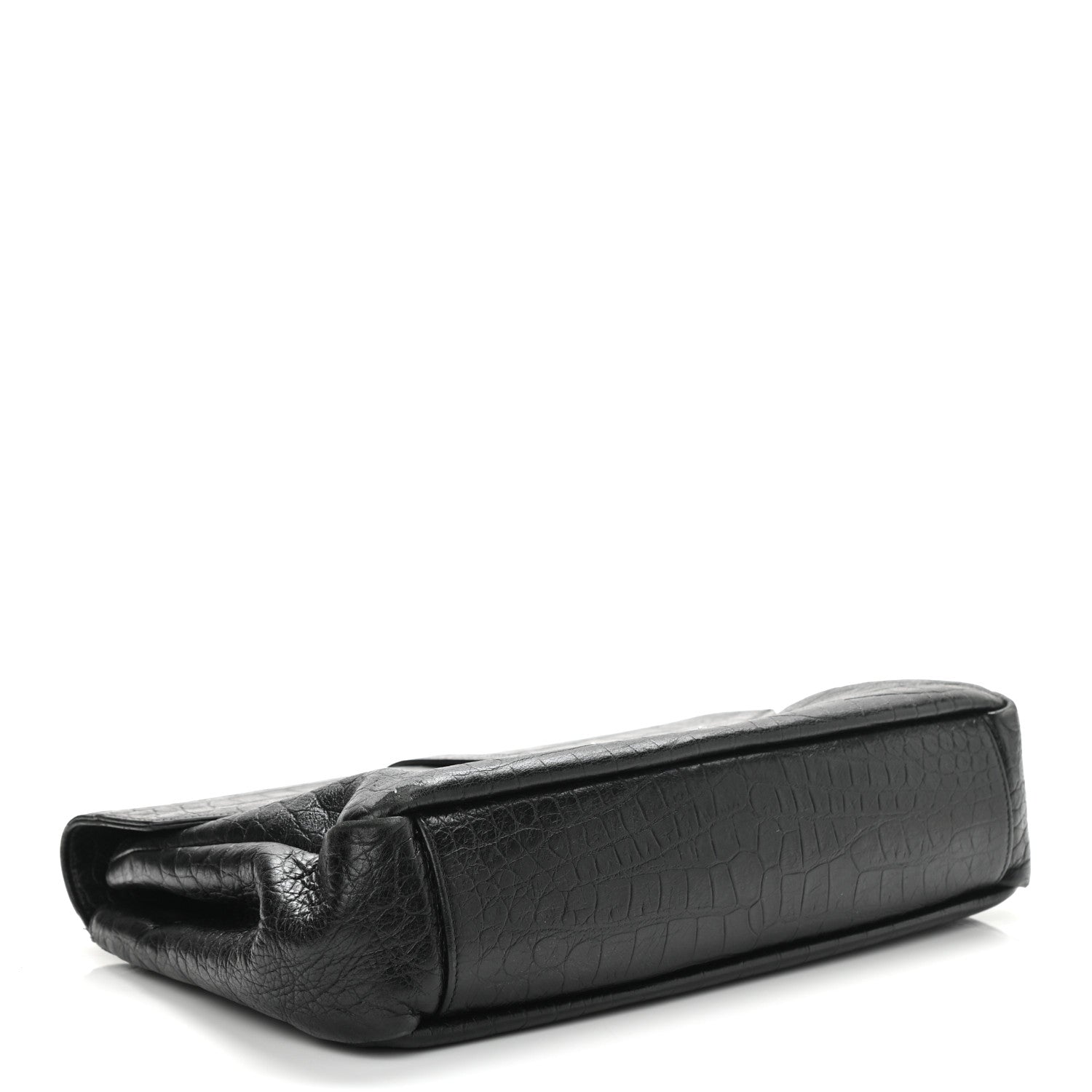 Saint Laurent Calfskin Crocodile Embossed Large College Monogram Satchel Black 4 of 12