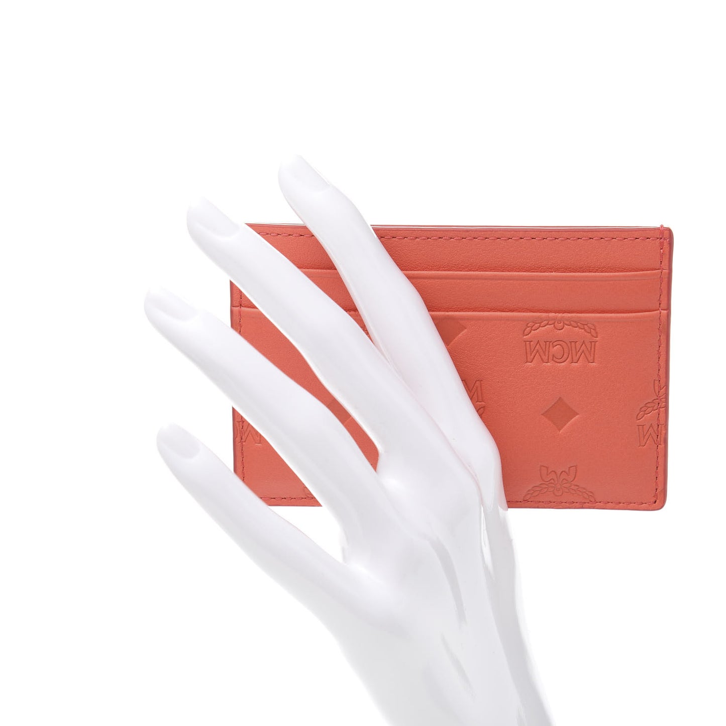 Calfskin Ottomar Monogram Card Case Hot Coral