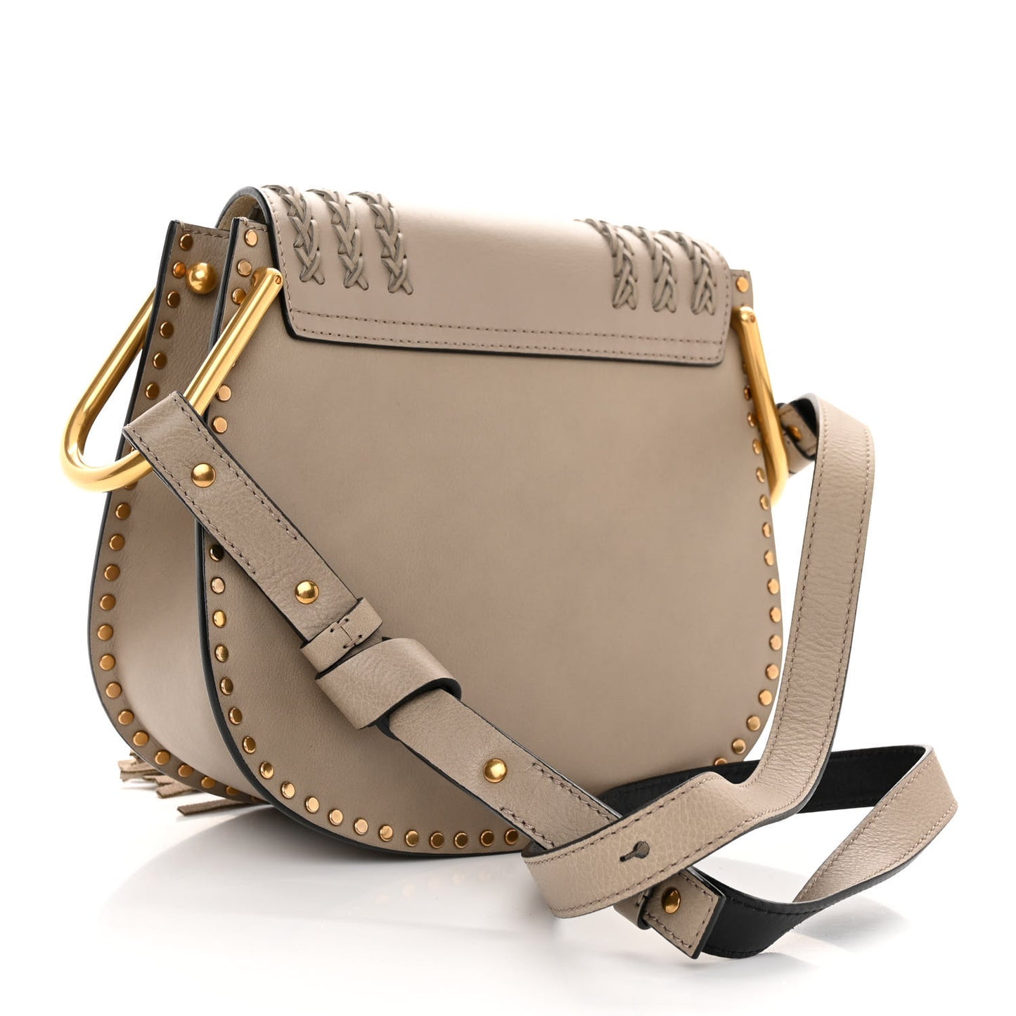 Calfskin Braided Small Hudson Shoulder Bag Motty Grey
