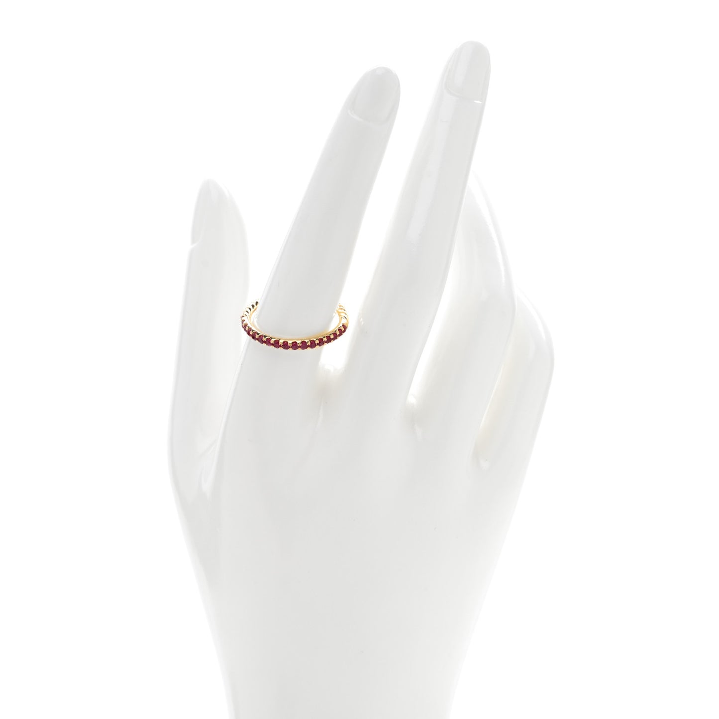 18K Yellow Gold Ruby 2mm Pave Cable Collectibles Stack Ring 58 8.5
