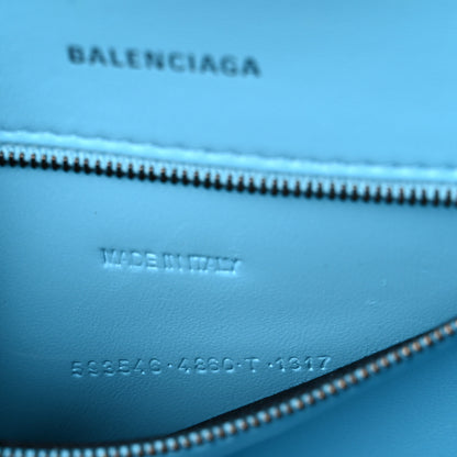 Balenciaga Shiny Calfskin Python Effect Small Hourglass Top Handle Bag Azur Black 8 of 18