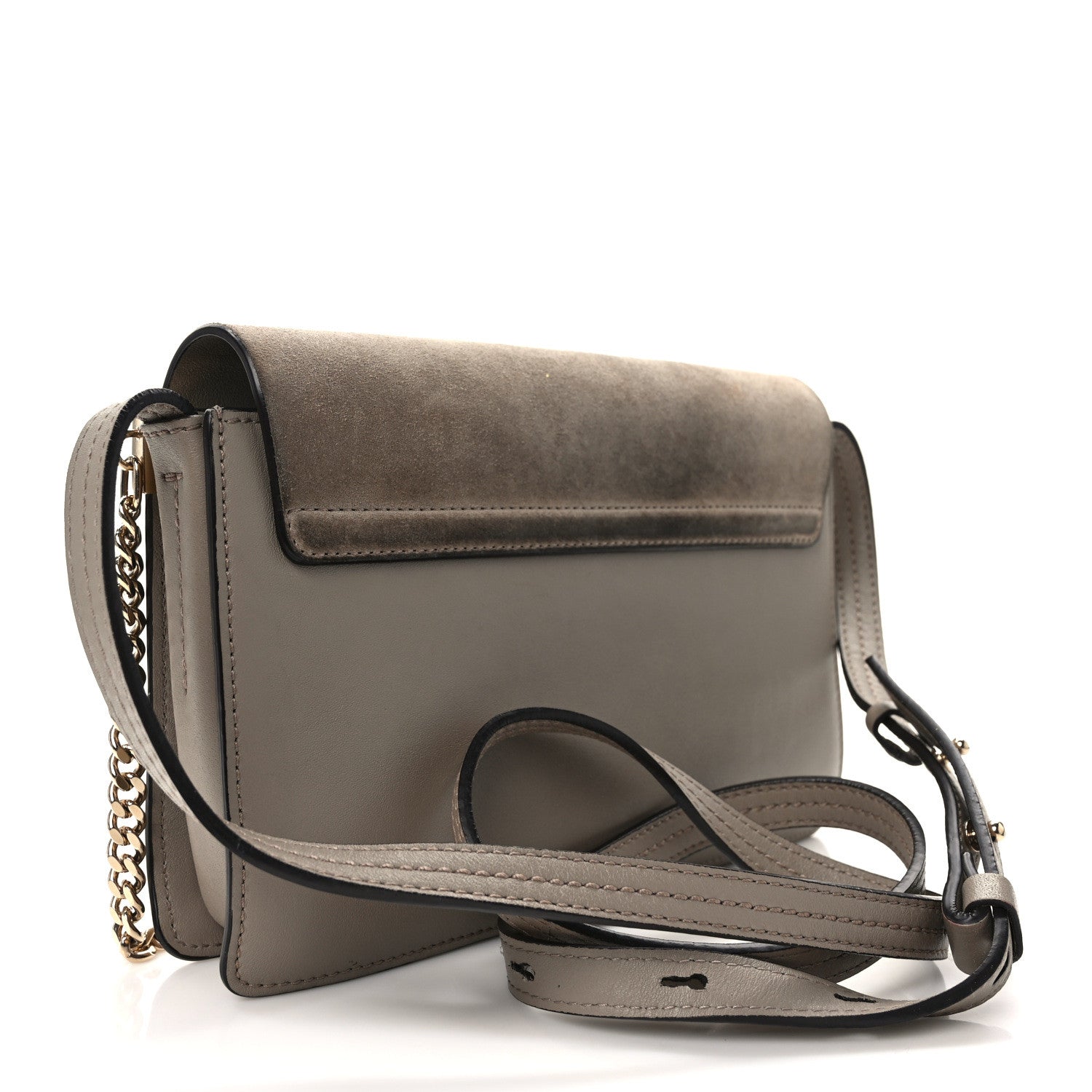 Chloe Suede Calfskin Small Faye Shoulder Bag Motty Grey 3 of 14