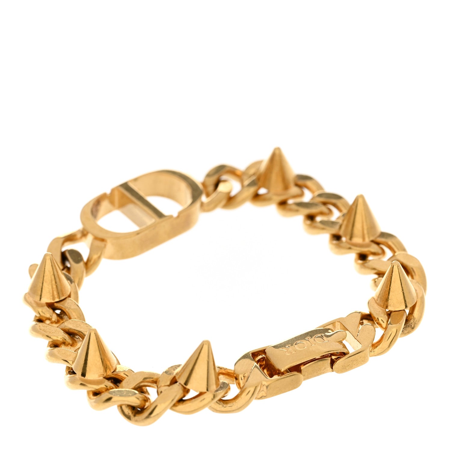 Christian Dior Metal Petit CD Spikes Chain Bracelet Gold 3 of 4