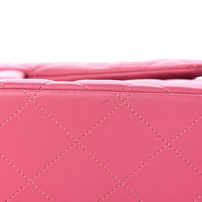 Chanel Lambskin Quilted Jumbo Double Flap Dark Pink 8 of 11