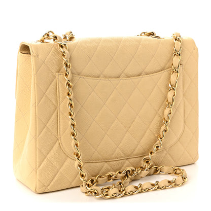 Chanel Caviar Quilted Jumbo Single Flap Beige 3 of 11