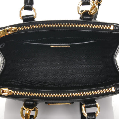 Prada Saffiano Lux Micro Galleria Double Zip Tote Black 6 of 7