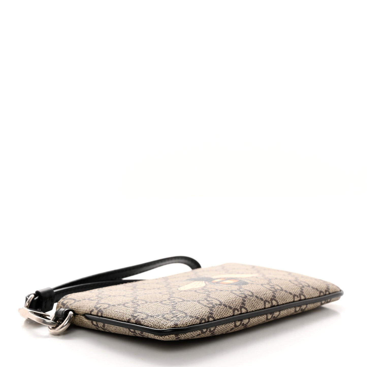 GG Supreme Monogram Bee Print Wrist Pouch Black