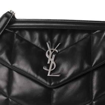 Saint Laurent Lambskin Quilted Medium Loulou Puffer Monogram Chain Satchel Black 11 of 11