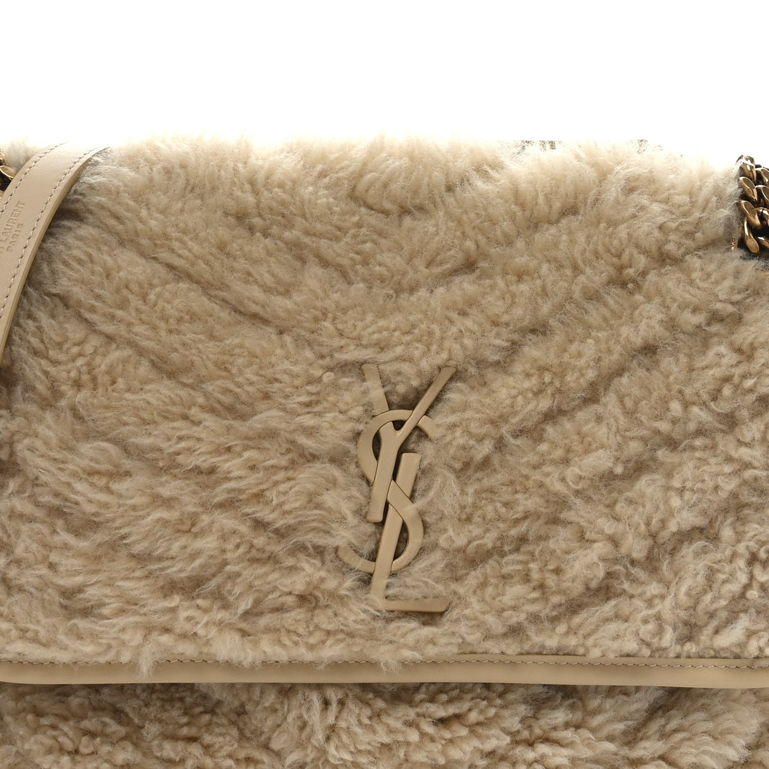 Saint Laurent Calfskin Shearling Monogram Medium Niki Chain Satchel Natural Beige 8 of 10