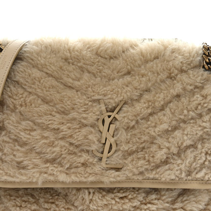 Saint Laurent Calfskin Shearling Monogram Medium Niki Chain Satchel Natural Beige 8 of 10