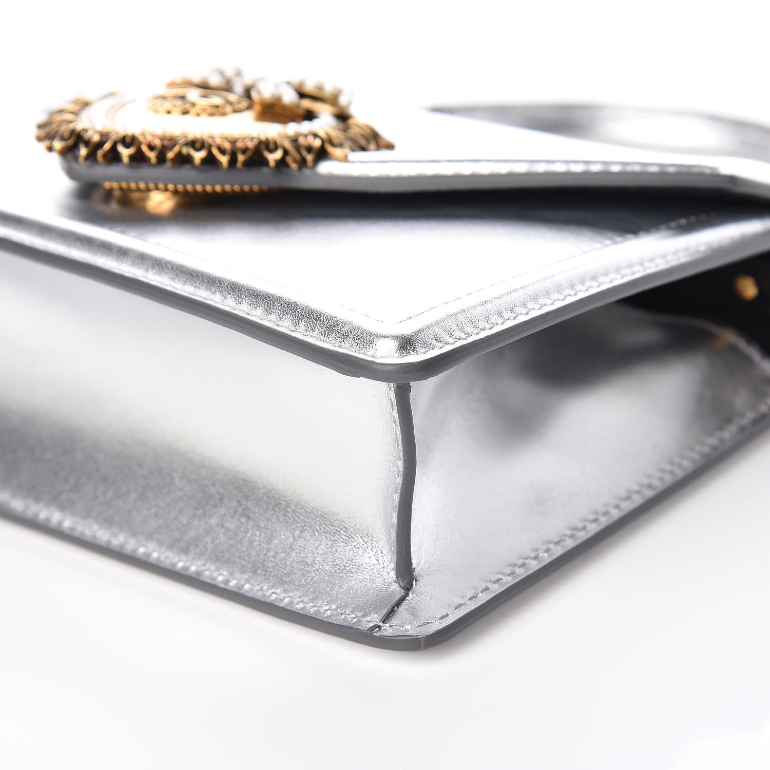 Dolce & Gabbana Smooth Calfskin Devotion Envelope Top Handle Bag Silver 7 of 13