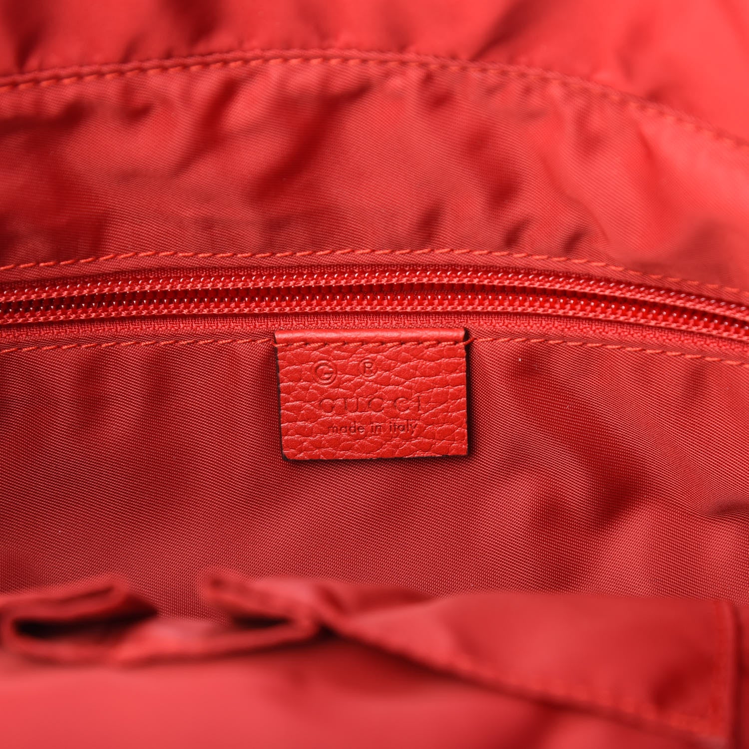 Gucci Nylon Monogram Dollar Calfskin Medium Vertical Tote Vibrant Red 6 of 9