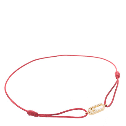 Messika 18K Yellow Gold Diamond Move Pave Cord Bracelet Red 1 of 3