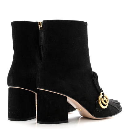 Gucci Kid Scamosciato GG Marmont Fringe 75mm Ankle Boots 38 Black 4 of 11