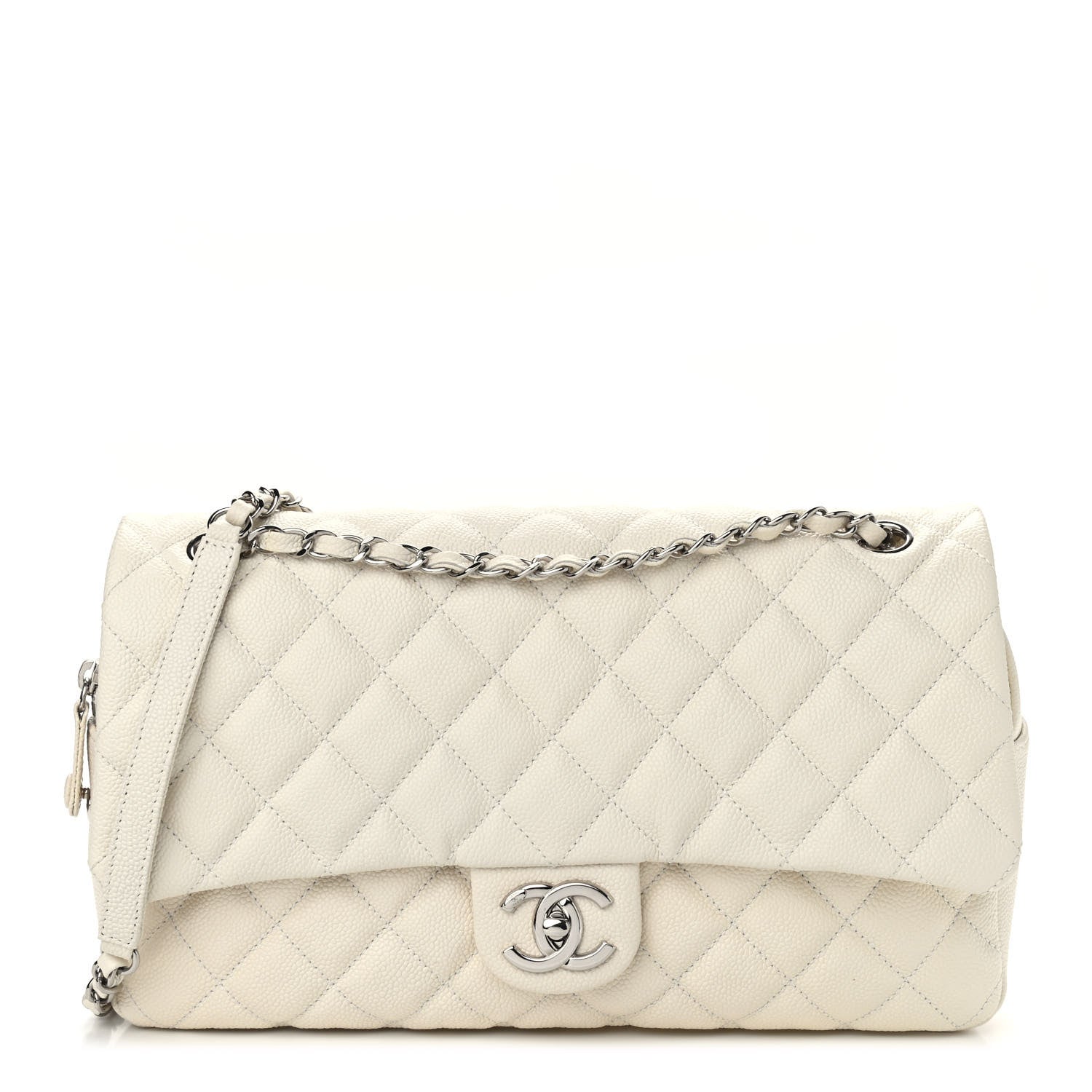 Chanel Caviar Quilted Jumbo Easy Flap Dark White 1 of 9