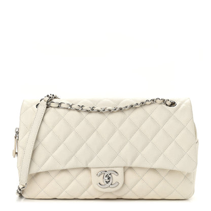 Chanel Caviar Quilted Jumbo Easy Flap Dark White 1 of 9