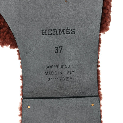 Hermes Woolskin Oran Sandals 37 Cognac 6 of 8