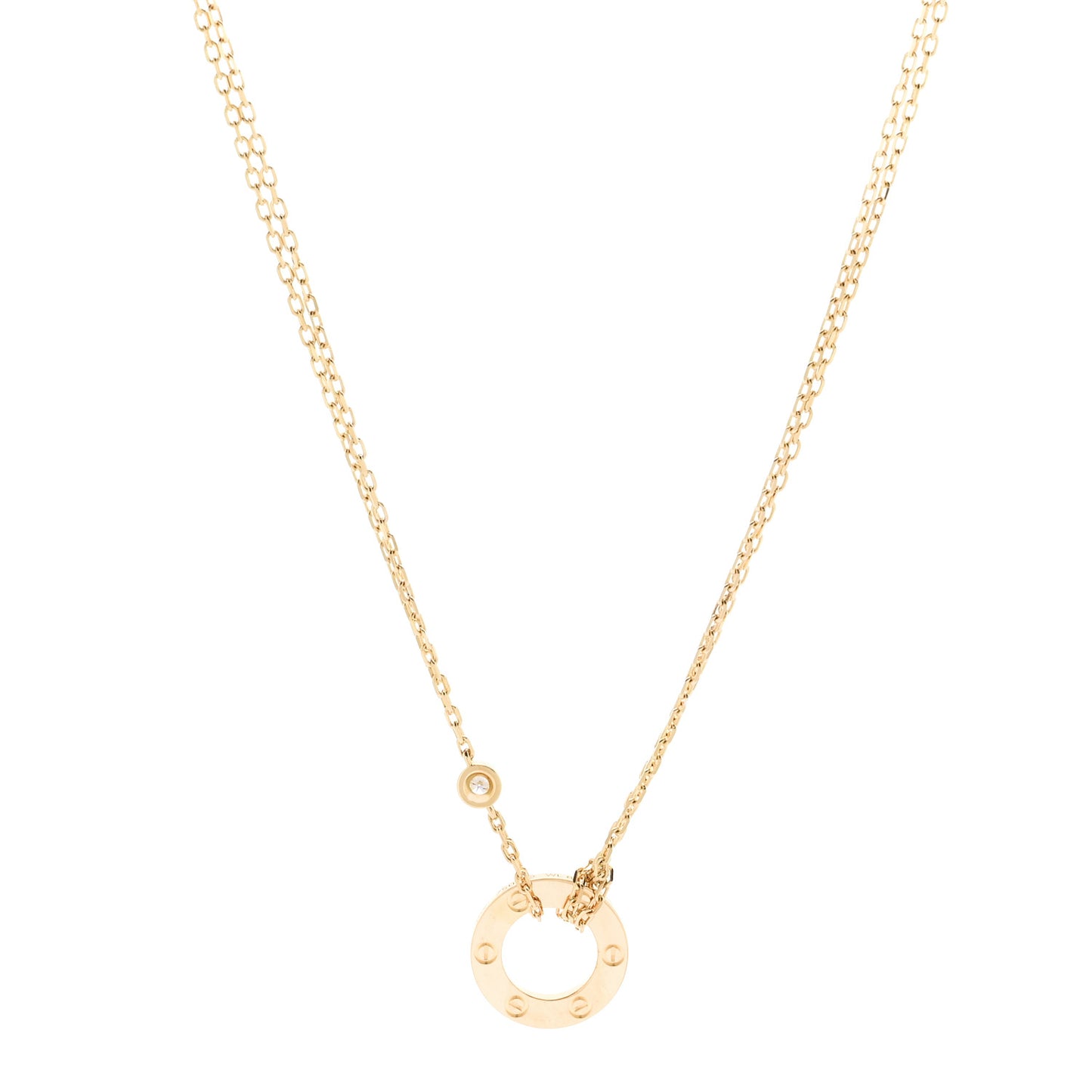 18K Yellow Gold 2 Diamond LOVE Necklace
