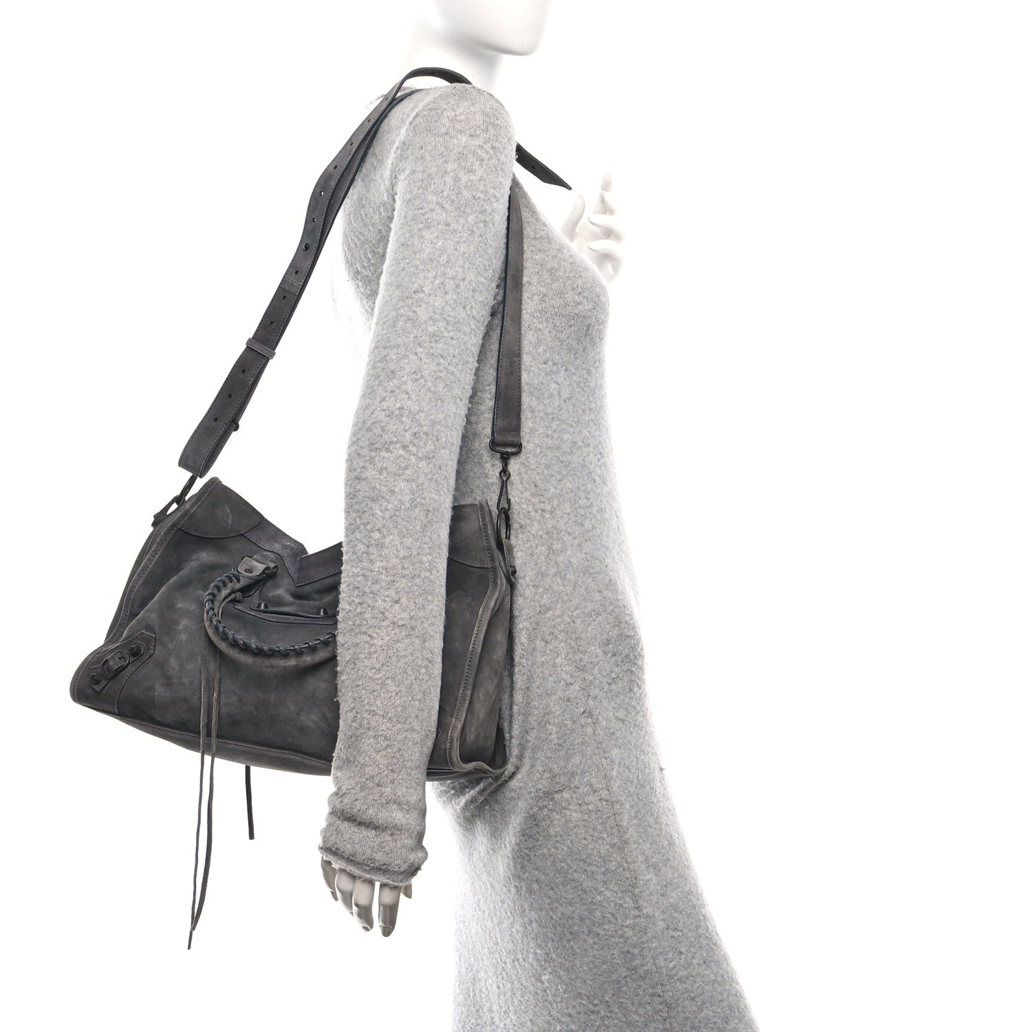 Balenciaga Waxed Suede Calfskin Classic Hardware Medium Le City Storm Grey 2 of 10