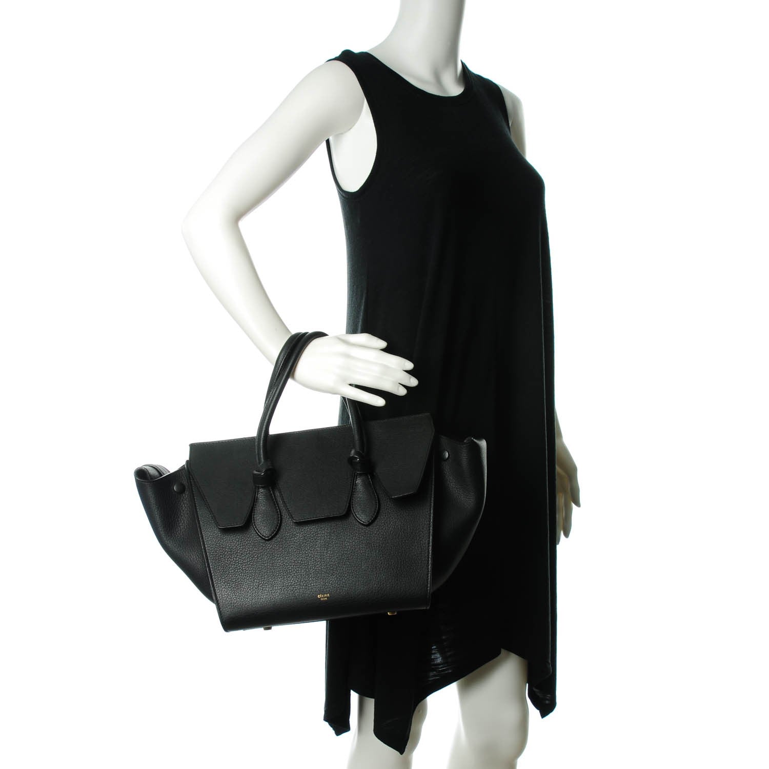 Celine Crisped Calfskin Small Tie Knot Tote Black 2 of 7