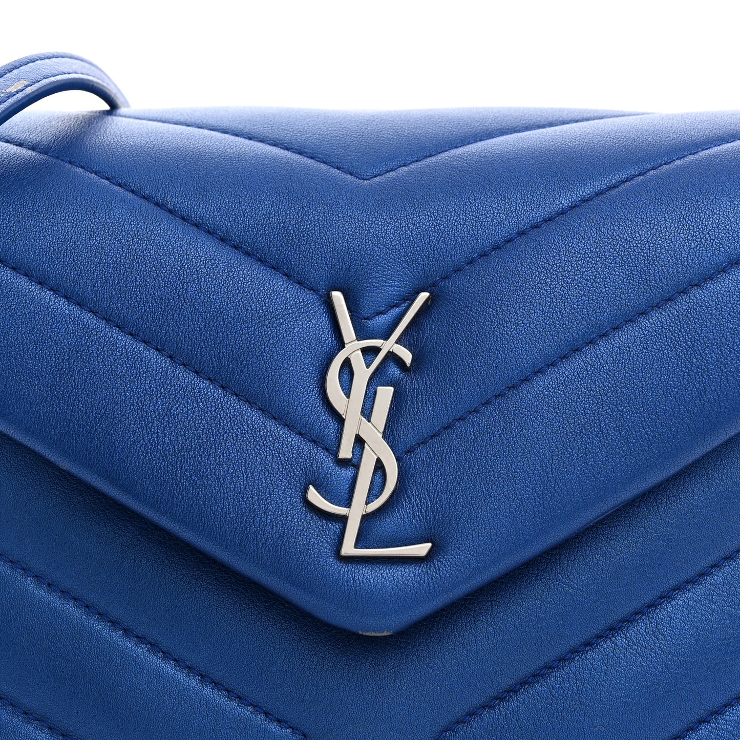 Metallic Calfskin Y Quilted Monogram Toy Loulou Crossbody Bag Blue Royal