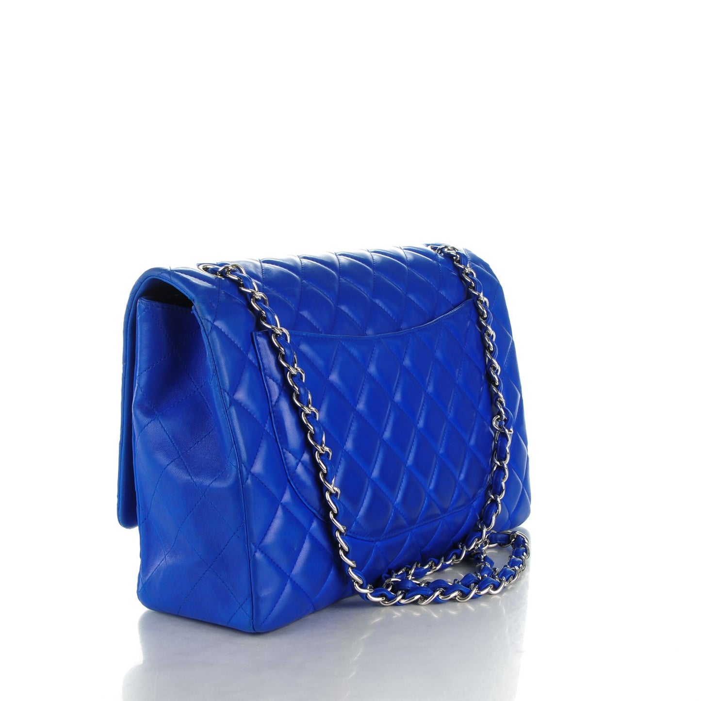 Lambskin Quilted Maxi Single Flap Blue