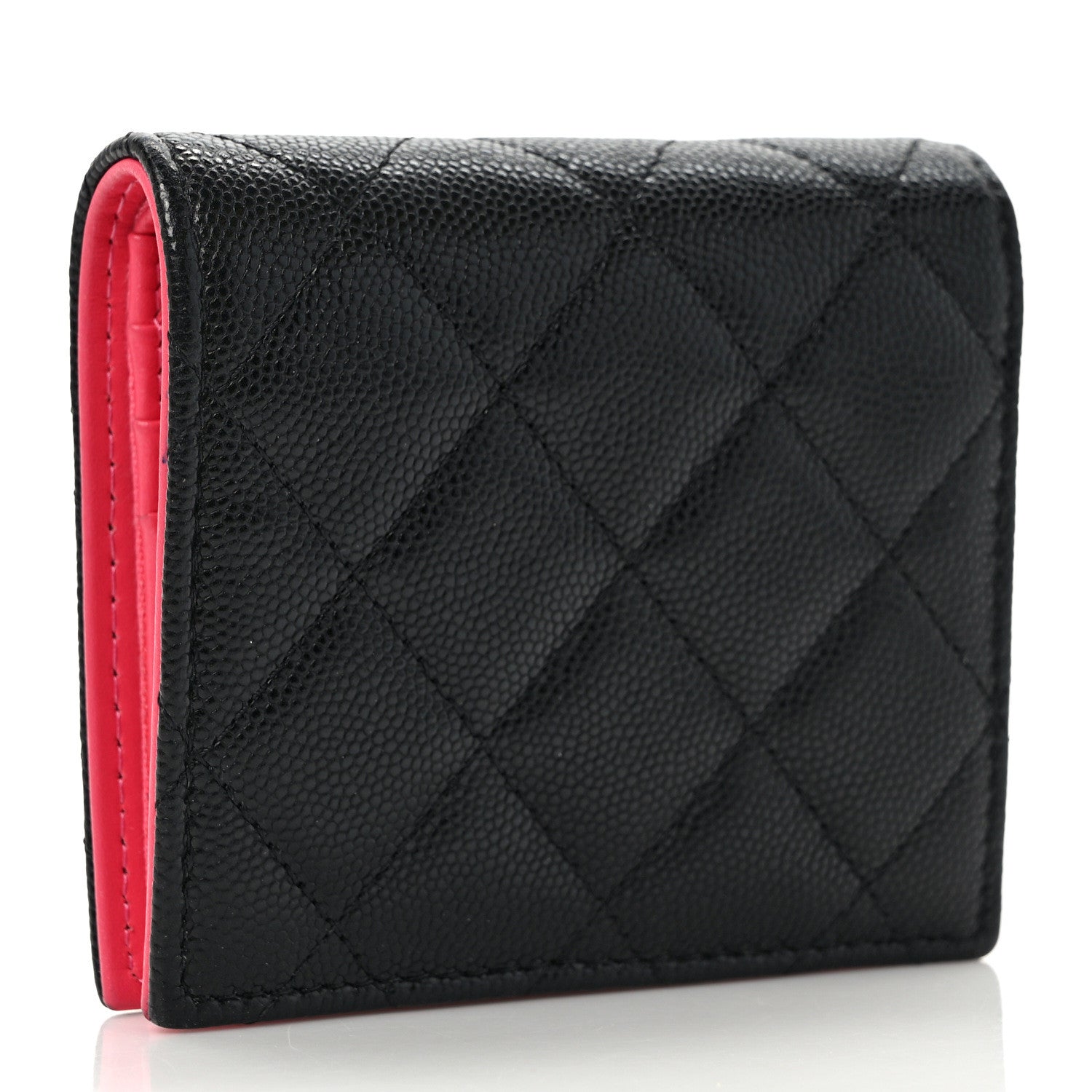 Chanel Caviar Metal Perforated Quilted Compact Bifold Wallet Black 3 of 7