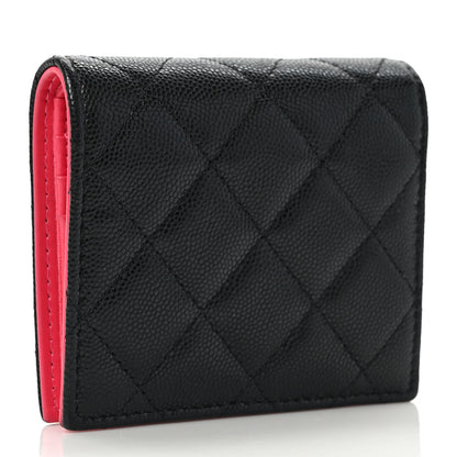 Chanel Caviar Metal Perforated Quilted Compact Bifold Wallet Black 3 of 7