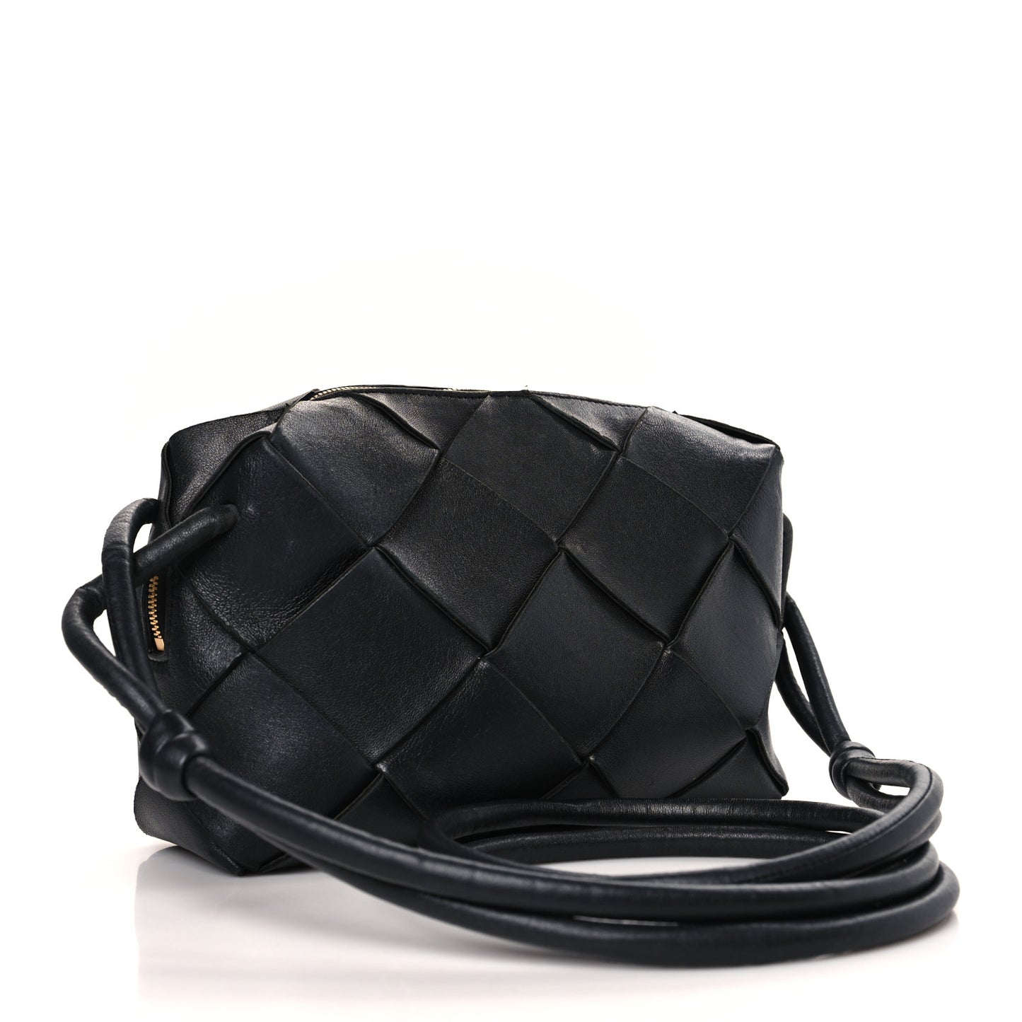 Lambskin Maxi Intrecciato Small Cassette Camera Bag Black