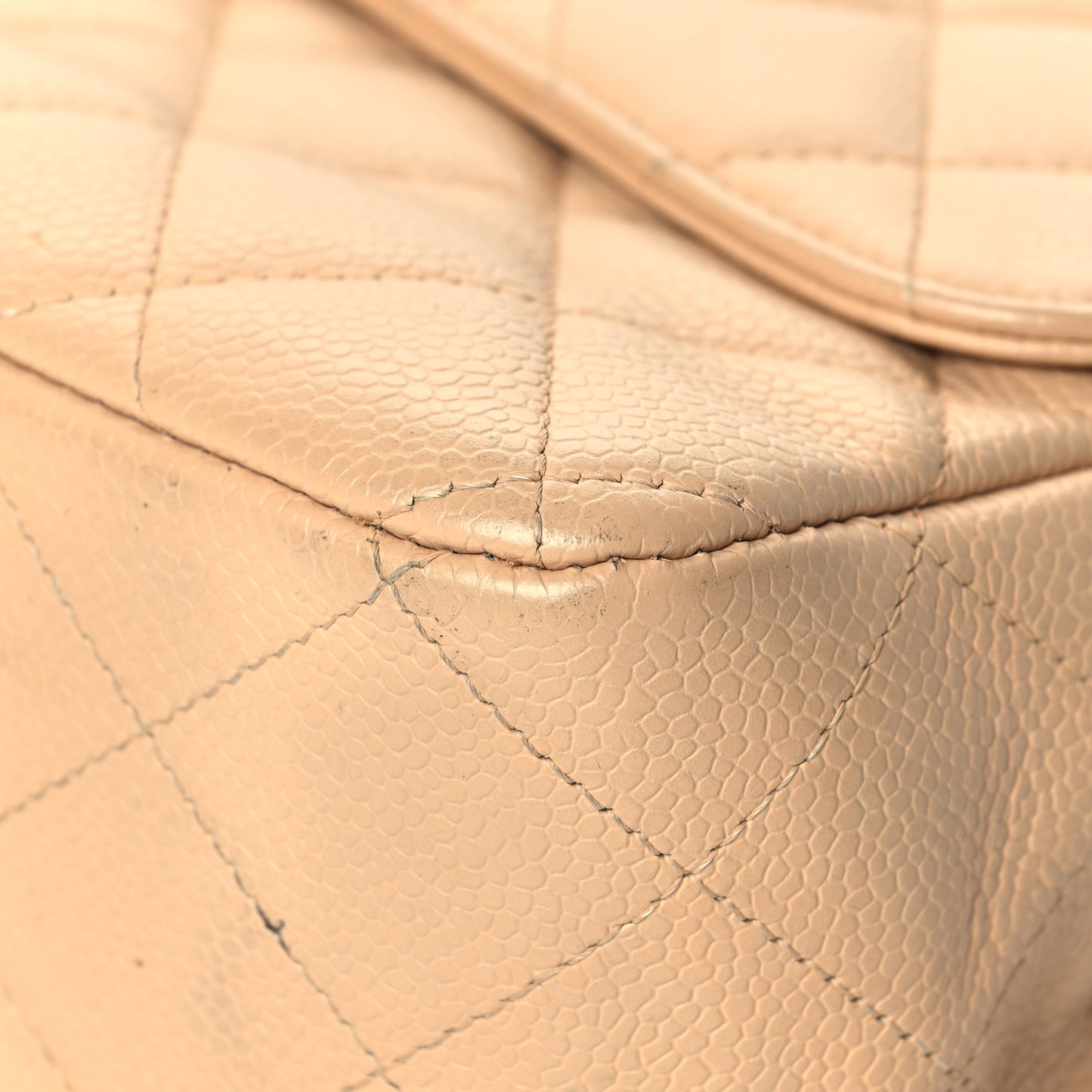 Caviar Quilted Jumbo Single Flap Beige