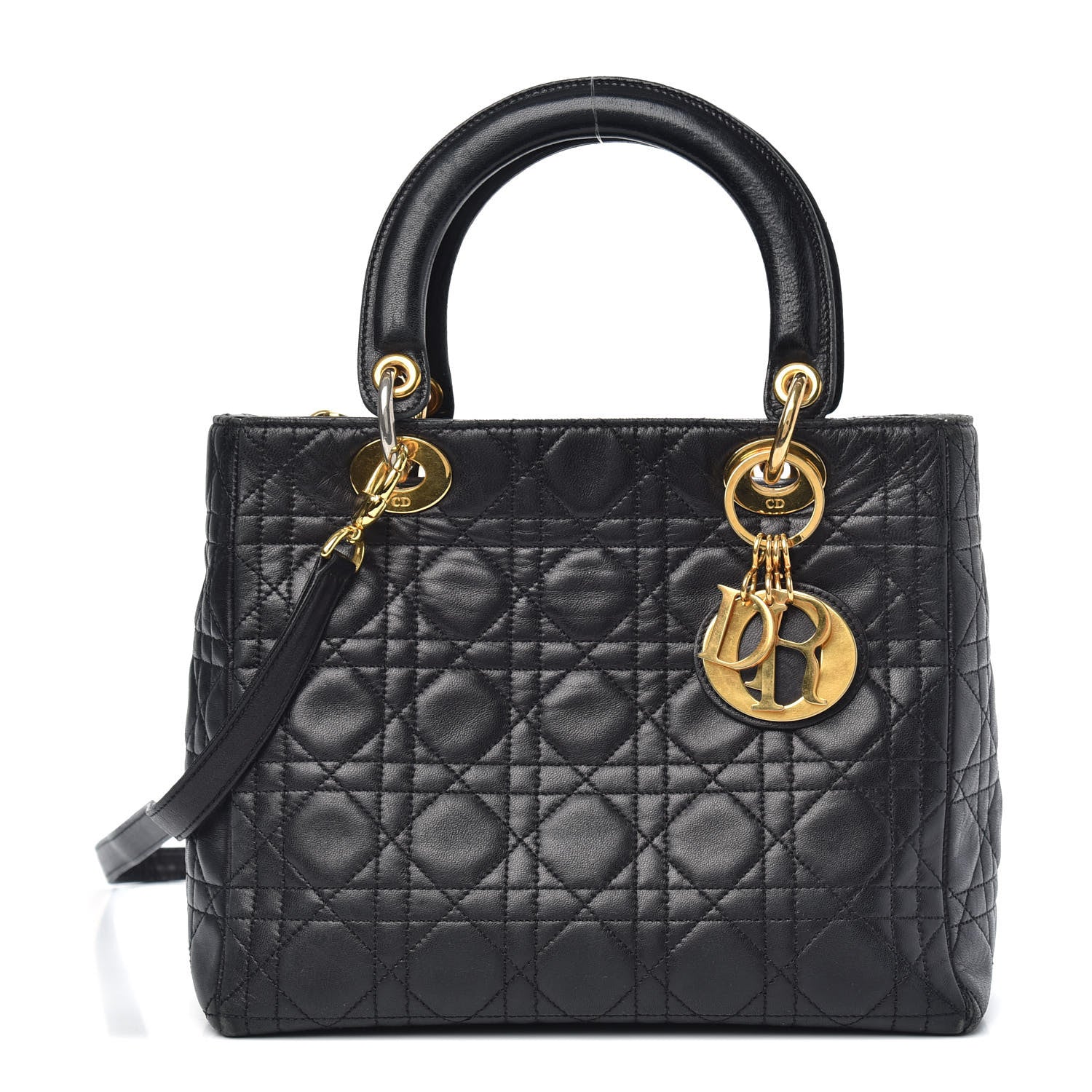 Christian Dior Lambskin Cannage Medium Lady Dior Black 1 of 13