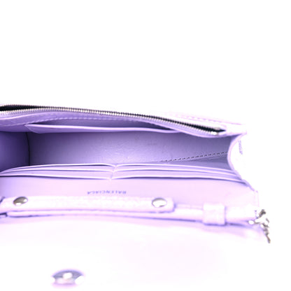 Balenciaga Shiny Calfskin Crocodile Embossed Hourglass Chain Bag Lilac 5 of 13