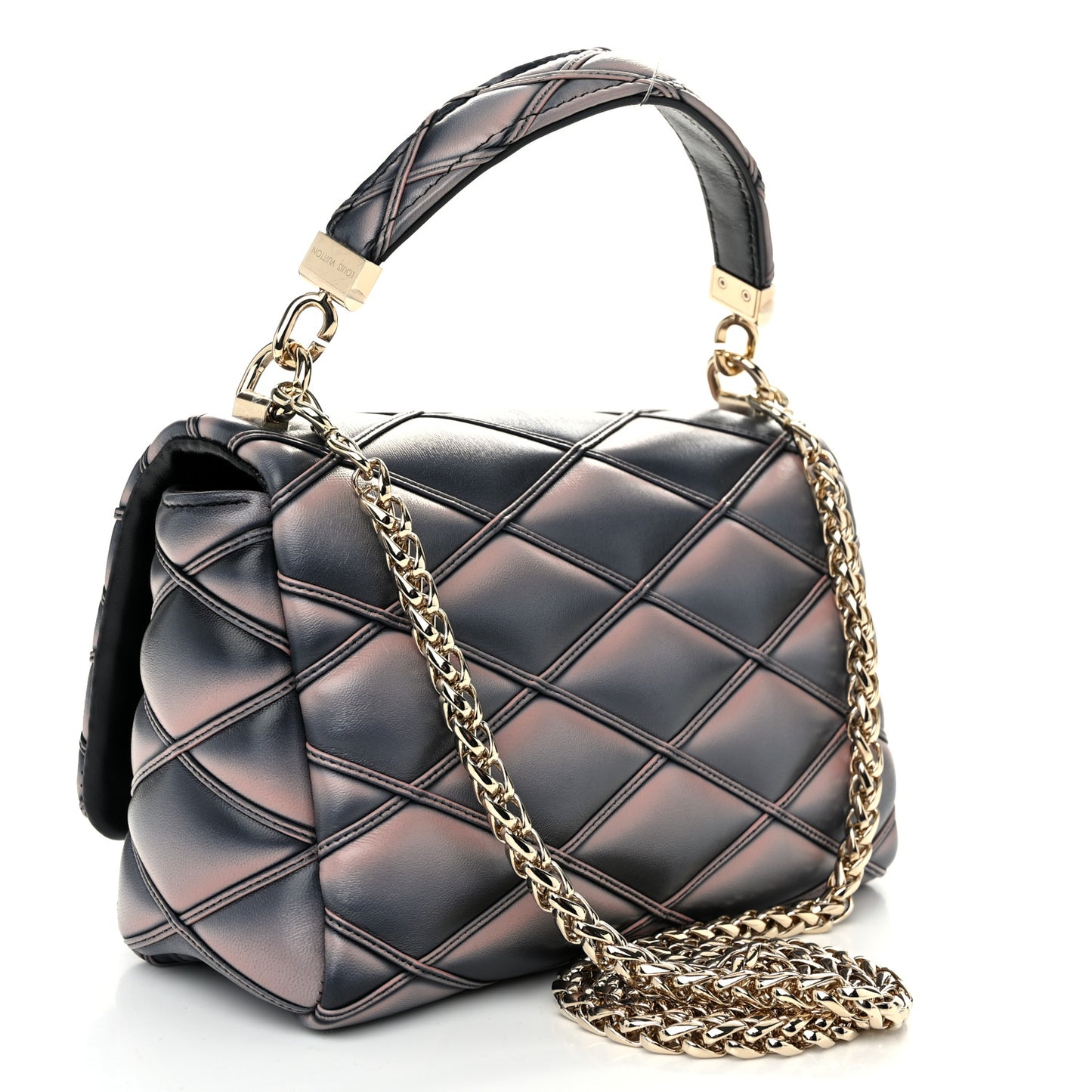 Lambskin Malletage Top Handle GO-14 MM Black Pink