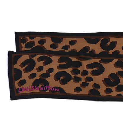 Louis Vuitton Silk Leopard Bandeau Scarf Marron 4 of 6
