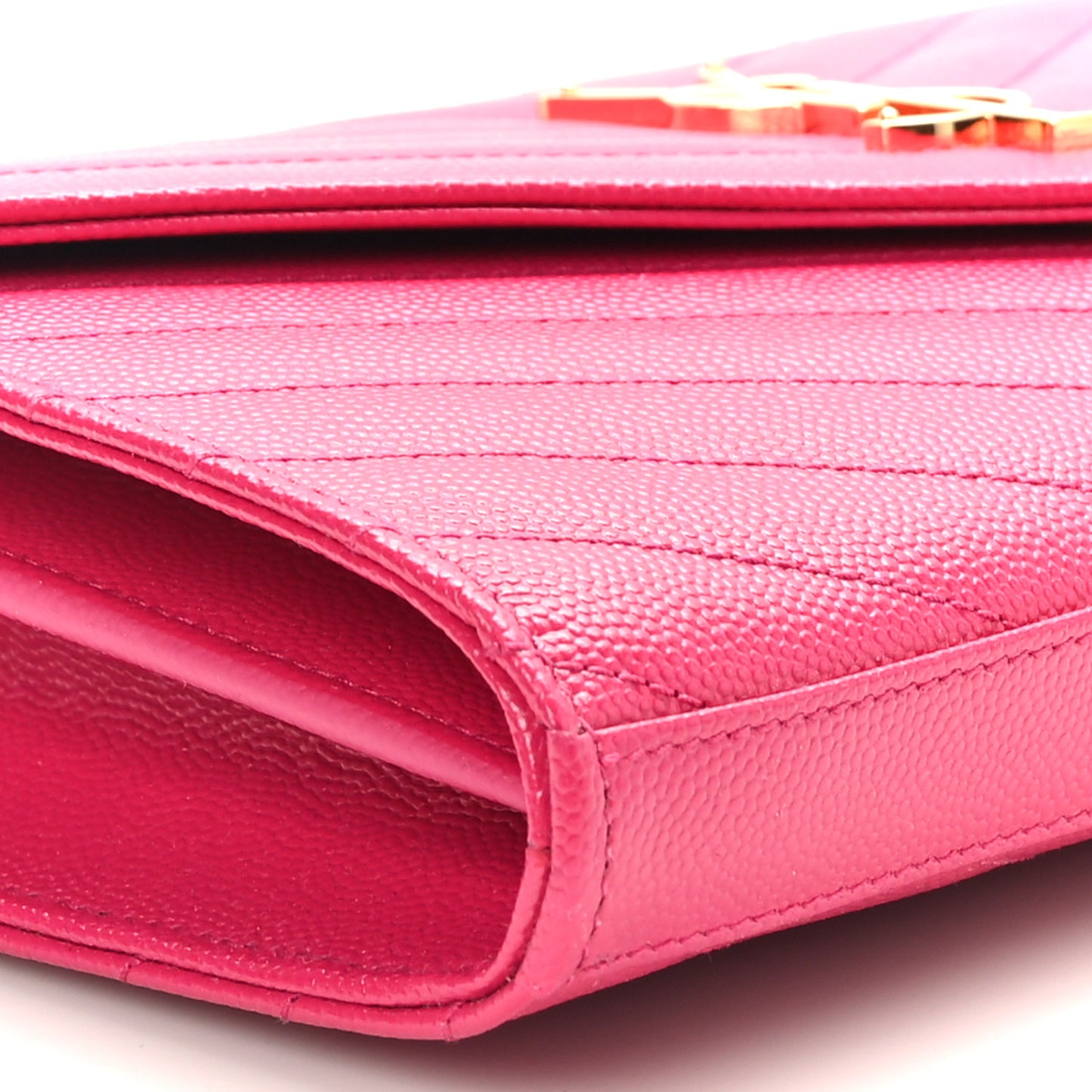 Grain De Poudre Matelasse Chevron Monogram Chain Wallet Hot Pink