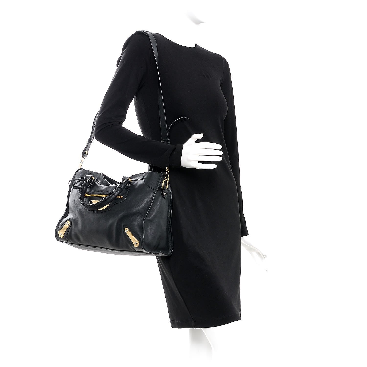 Balenciaga Veau Amp Plate Gold Hardware City Black 2 of 7