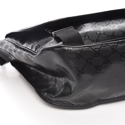 Gucci Imprime Monogram Large Double Buckle Flap Messenger Bag Black 8 of 9
