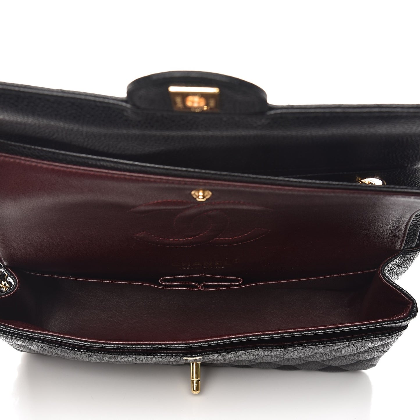 Caviar Quilted Medium Double Flap Black