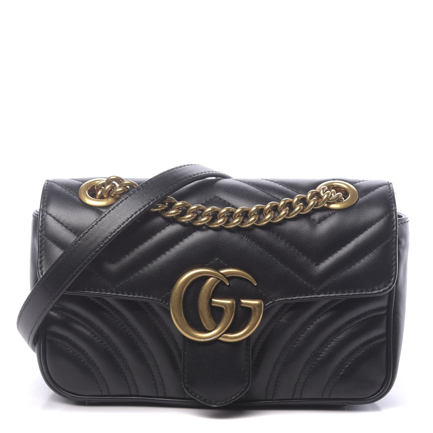 Calfskin Matelasse Mini GG Marmont Shoulder Bag Black