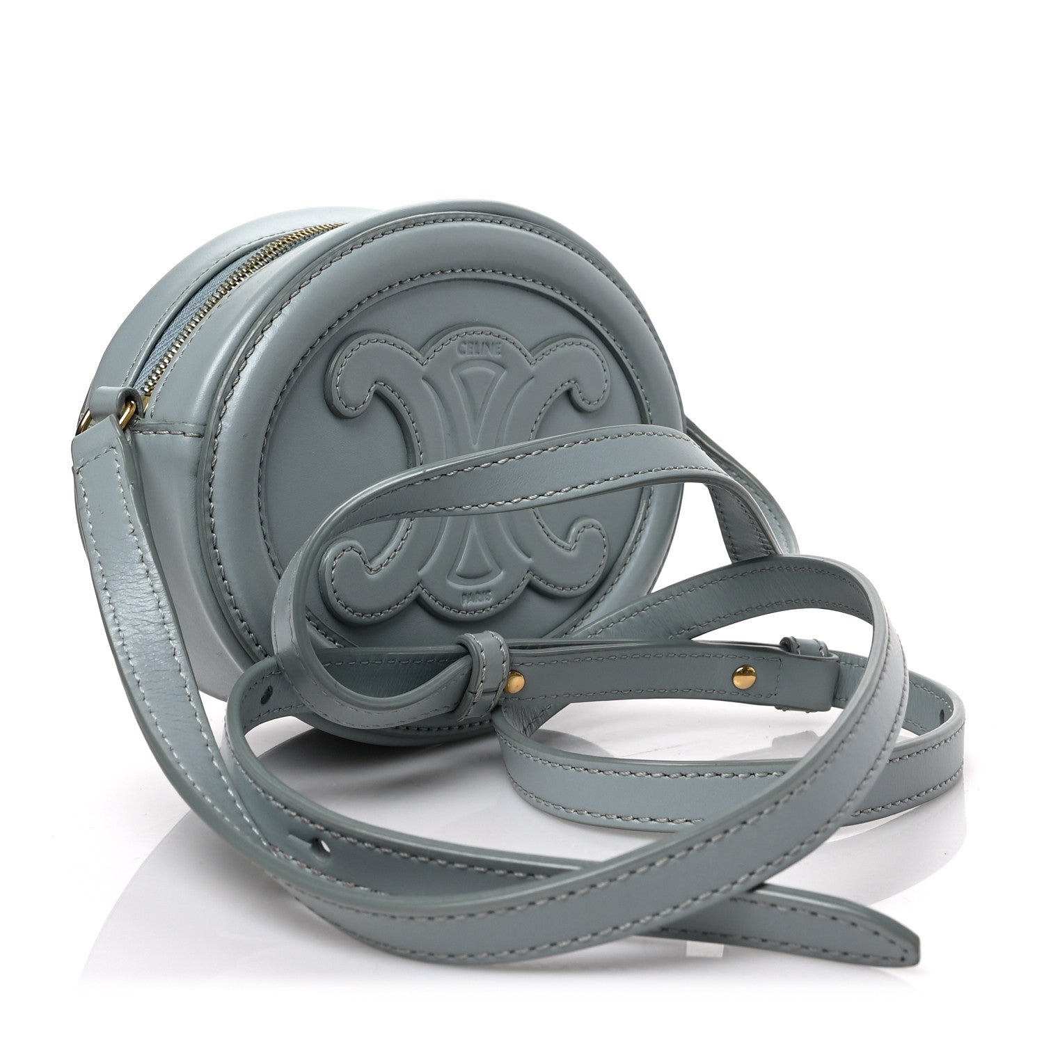 Celine Smooth Calfskin Cuir Small Triomphe Oval Crossbody Purse Ice Blue 3 of 8
