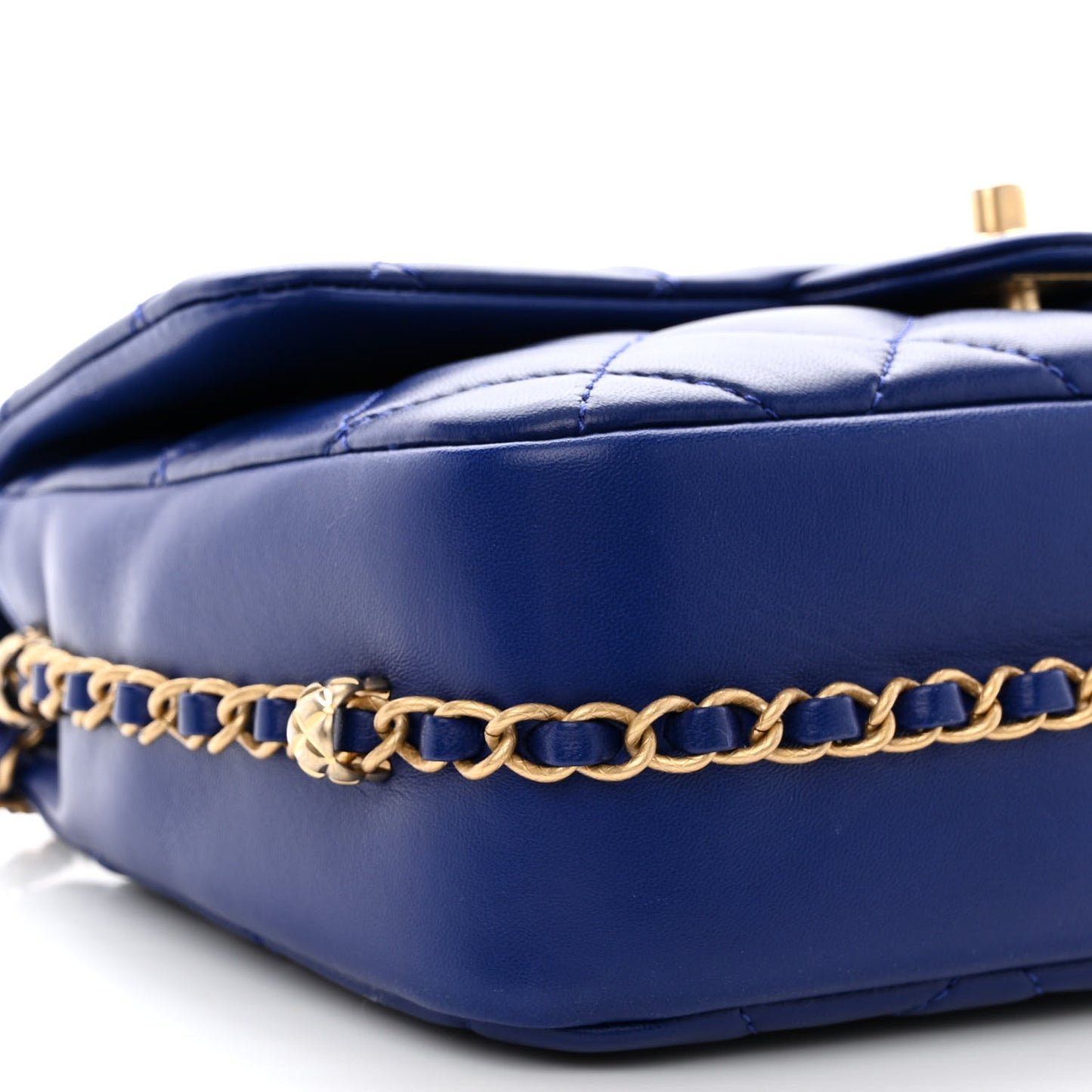 Lambskin Quilted Large CC Chain Flap Blue