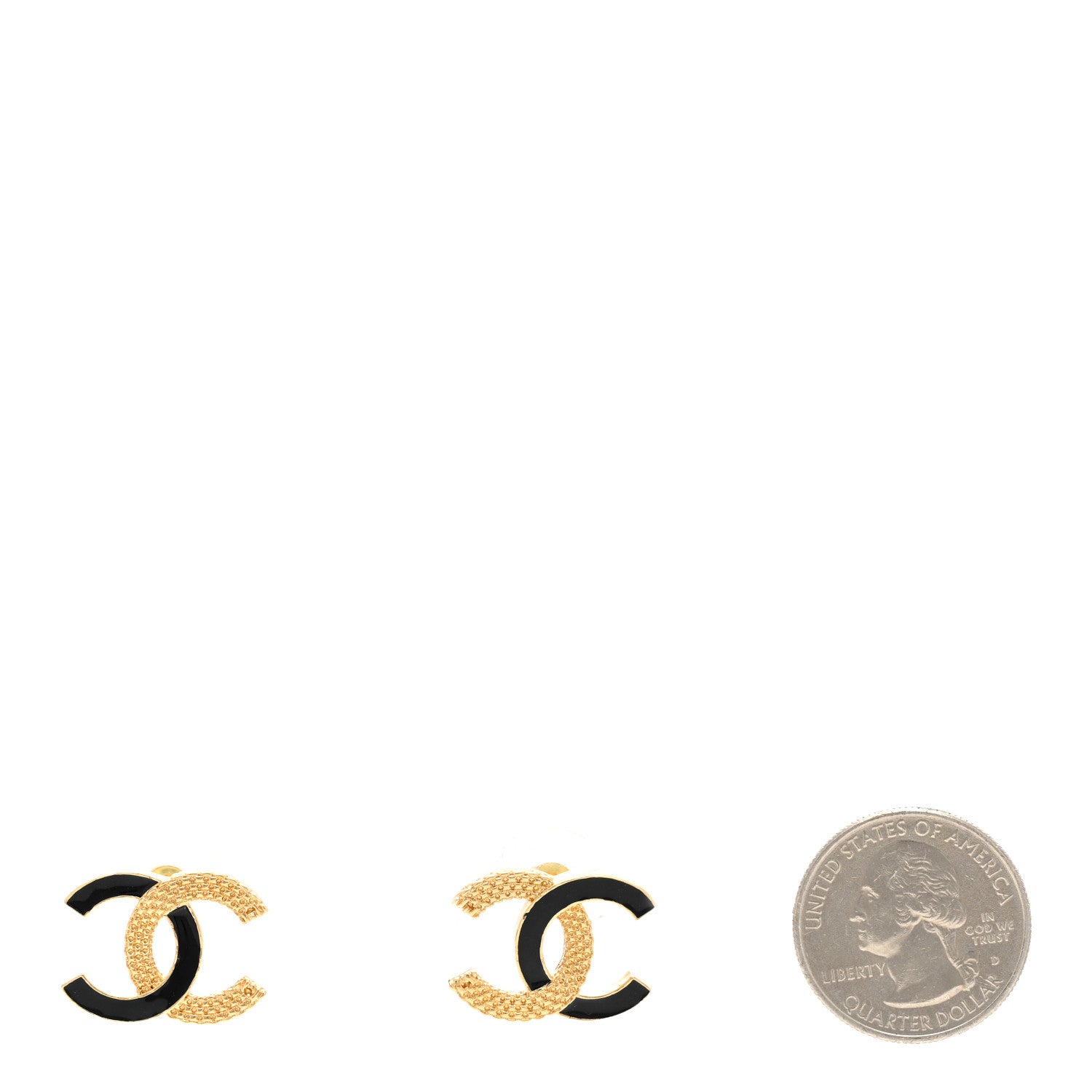Chanel Metal Enamel CC Earrings Black Gold 3 of 5
