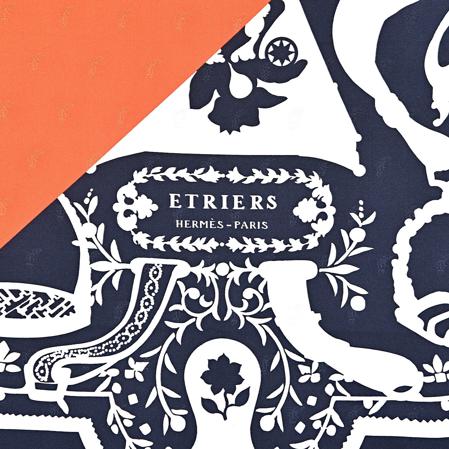 Hermes Silk Quadrige Etriers Tattoo Scarf 90 Vermillon Marine Blanc 3 of 5