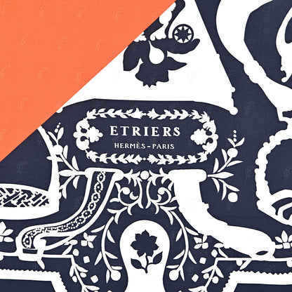 Hermes Silk Quadrige Etriers Tattoo Scarf 90 Vermillon Marine Blanc 3 of 5