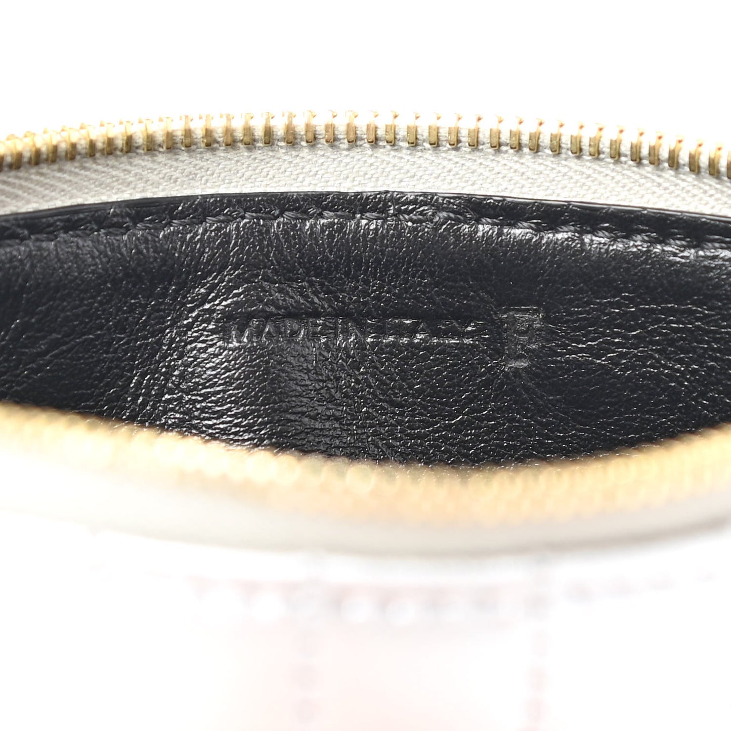 Laminated Calfskin Quilted C Charm Coin Card Pouch Silver