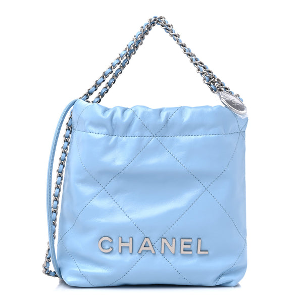 CHANEL ブルーキルティングバッグ Chanel Shiny Calfskin Quilted Mini Chanel 22 Light Blue 1260480