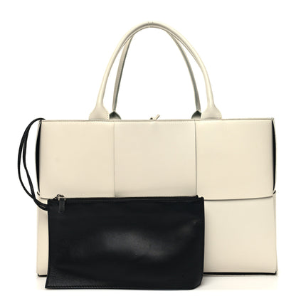 Bottega Veneta Nappa Maxi Intrecciato Medium Arco Tote White Black 1 of 12