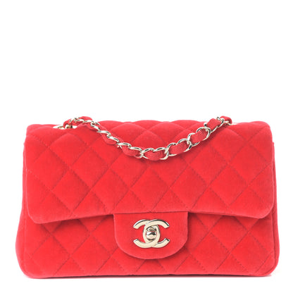 Chanel Velvet Quilted Mini Rectangular Flap Red 1 of 10