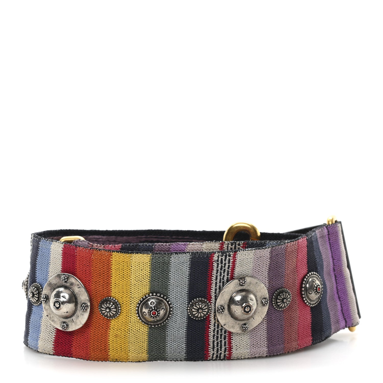 Christian Dior Canvas Embroidered Studded Rainbow Shoulder Strap 2 of 3
