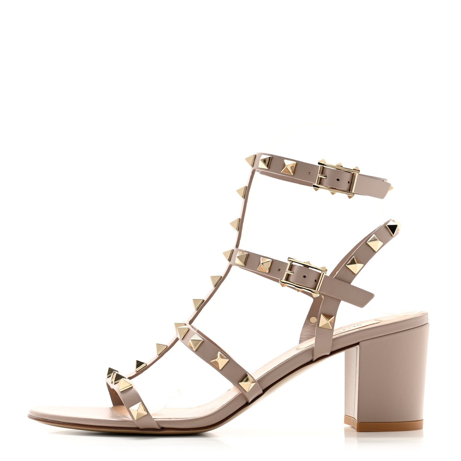 Valentino Garavani Calfskin Rockstud 60mm City Sandals 38 Poudre 1 of 8